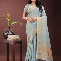 ALAGINI Woven Design Zari Organza Saree-image-53