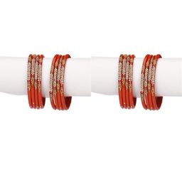 SOMIL Women Set Of 16 Red Alloy Artificial Stones & Beads Bangles-picture-44