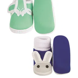 NESKA MODA 3 To 12 Months Infants Set of 2 Pair Soft Cotton Butterfly Rabbit Face Booties image 5