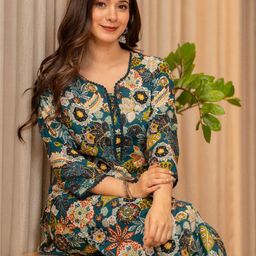 KJFAB Women Green Pure Cotton Kurta Sets-image-12