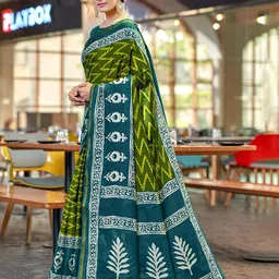 Pandadi Saree Geometric Printed Zari Bagru Sarees-51