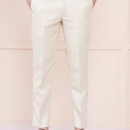 FUKUSO Men Tapered Fit Mid-Rise Flat-Front Easy Wash Formal Trousers-image-91