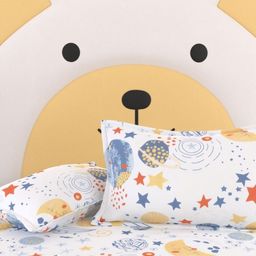 Pure Decor White & Blue Cartoon Printed 230 TC Cotton Queen Bedsheet Set 2.28m X 2.54m-image-40