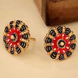 ATIBELLE Gold-Plated Floral Studded Earrings-image-36