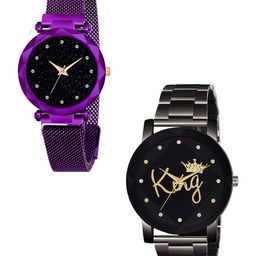 Gopal Shopcart Unisex Pack of 2 Embellished Round Foldover Regular Analogue Watches-GR_379-image-85