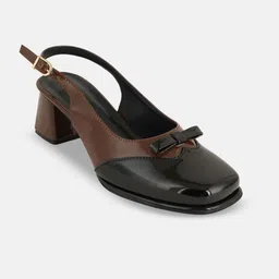 Chemistry Colourblocked Block Pumps with Bows-image-69