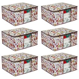 prettykrafts White & Brown 6 Pieces Printed Multi-Utility Organisers-12