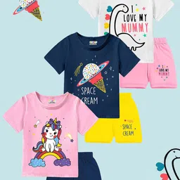 YK Girls Printed T-shirt with Shorts-image-89