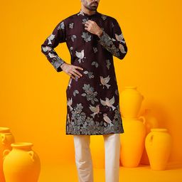 SOJANYA LUXE Men Floral Embroidered Regular Thread Work Kurta with Trousers-picture-55