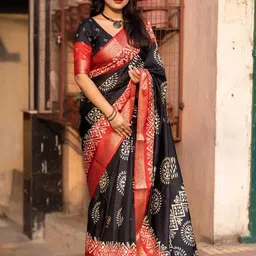 SUPERLAXMI Batik Zari Silk Blend Saree-picture-1