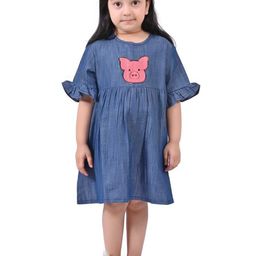 BAESD Girls Animal Embroidered Denim Cotton A-Line Dress-picture-6