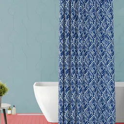 ArtzFolio Blue & White Geometric Printed Waterproof Shower Curtain-image-57