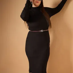 SASSAFRAS Curve Bodycon Midi Dress-image-65