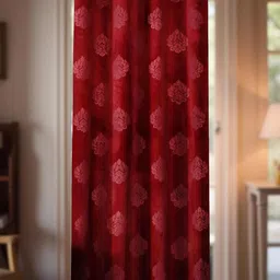 IVAZA Maroon Floral Black Out Long Door Curtain-image-76