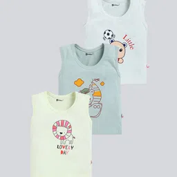 MoonKids Kids Pack Of 3 Printed Cotton Basic Vests-image-74