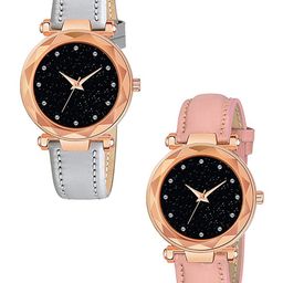 Gopal Shopcart Unisex Pack of 2 Embellished Dial Analogue Watch GR379RG 12D GREY PINK G L-image-80