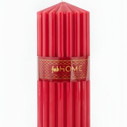 Fabindia Standalone Red & Gold Toned Rose Fragrance Ribbed Pillar Candle-picture-24