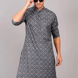 SG LEMAN Geometric Printed Mandarin Collar Kurta-image-70