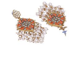 Zoey Gold-Plated Kundan Studded And Pearls Beaded Contemporary Chandbalis image 3