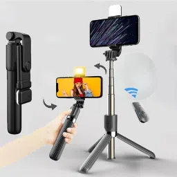 Growtechnohub R1S 3-in-1 Bluetooth Selfie Sticks with Flash, Detachable Wireless Remote G13 Monopod, Tripod, Tripod Kit image 5