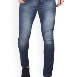 LINARIA Men Classic Slim Fit Slash Knee Light Fade Jeans-image-64