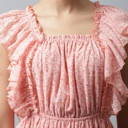JAKANARY Print Flutter Sleeve Georgette Top image 5