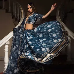 Kaizen TEXO FAB Floral Printed Semi-Stitched Lehenga & Unstitched Blouse With Dupatta-1