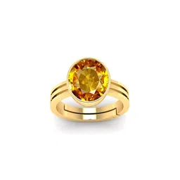 Pranjal Gems 12.25 Ratti 11.15 Carat Yellow Sapphire Pukhraj Gemstone Gold Plated Ring-image-84