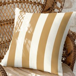 CASABLEU Premium Spring Brown and White 2 Pieces Striped Square Cushion Covers-10