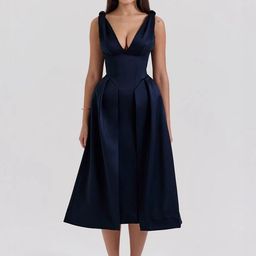 bebe Solid Fit & Flare Midi Dress-image-34