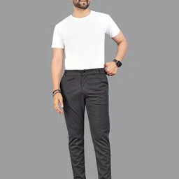 ISUEL FAB Men Grey Lycra Trousers-picture-19