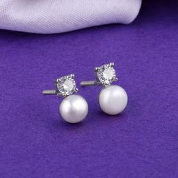 GIVA 925 Silver Rhodium-Plated Contemporary Pearls Studs-image-30