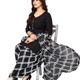 Moda Rapido Women Checkered Silk Crepe Unstitched Dress Material-picture-3