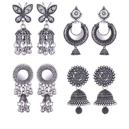 Sangria Set Of 4 Peacock Shaped Jhumkas Earrings-10