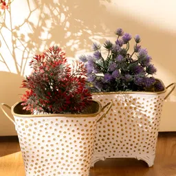 THREADVIBE LIVING 2Pcs Polka Dotted Square Basket Planters-image-9