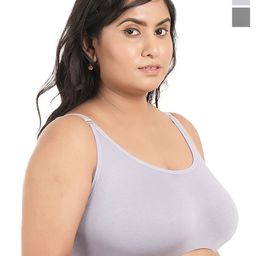 elina Pack of 2 Seamless Non Padded Non-Wired Full Coverage Dry Fit Cotton Bra-image-32