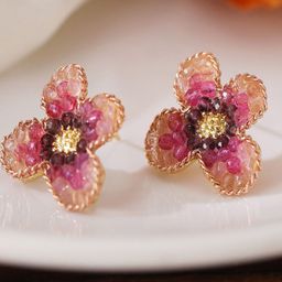 Krelin Gold Plated Artificial Stones studded Floral Shaped Studs-image-44