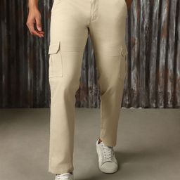 High Star Men Relaxed Straight Fit Easy Wash Cargos Trousers-image-97