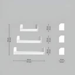 SIVOM 3 Pieces White Multipurpose Modular Wall Shelves image 3
