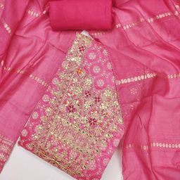 ICCHIT FAL Embroidered Art Silk Unstitched Dress Material-picture-21