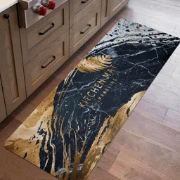 Aura Black & Brown Abstract Printed Bed Side Runner For Home & Bedroom-10