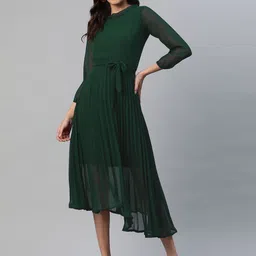 BAESD Women Solid Round Neck Midi Dress-picture-11