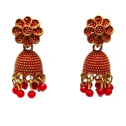 MEHAK CREATION Orange Brass Earrings-picture-49
