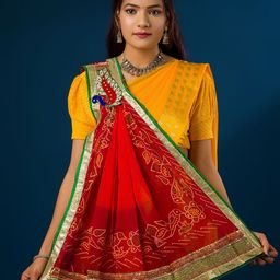 KCPC BANDHANI Printed Bandhani Dupatta with Beads and Stones-3