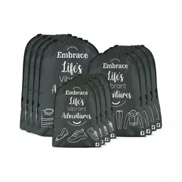 Aura Grey 12 Pieces Printed Foldable Water Resistant Multi-Utility Laundry Bags-12