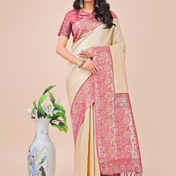 Astita Foral Woven Design Zari Saree-image-12