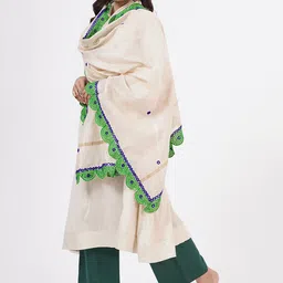 KHUSHBOO AND PANKAJ Ethnic Motifs Embroidered Dupatta with Thread Work image 2