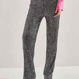 BIANCO LUCCI Women Striped Sequined Embellished Trousers-image-32
