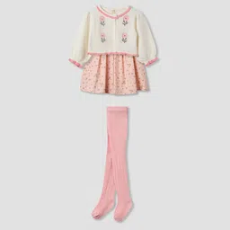 Giggles by Babyshop Girls Floral Printed Peter Pan Collar A-Line Dress-picture-0