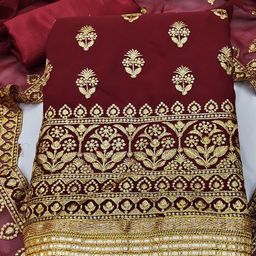 LeeliPeeri Designer Embroidered Georgette Unstitched Dress Material-image-75